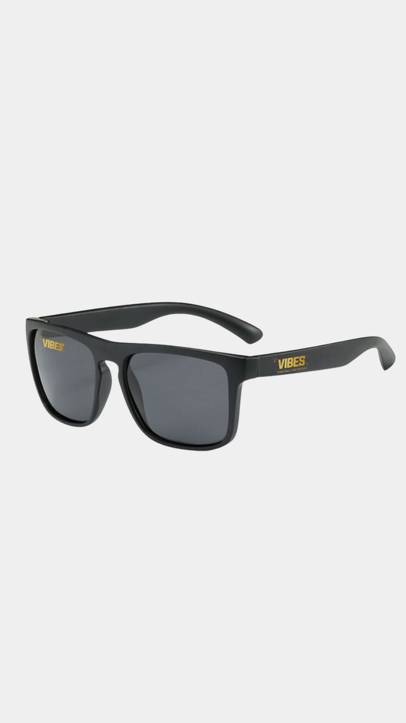 VIBES Black Sunglasses Gold Logo